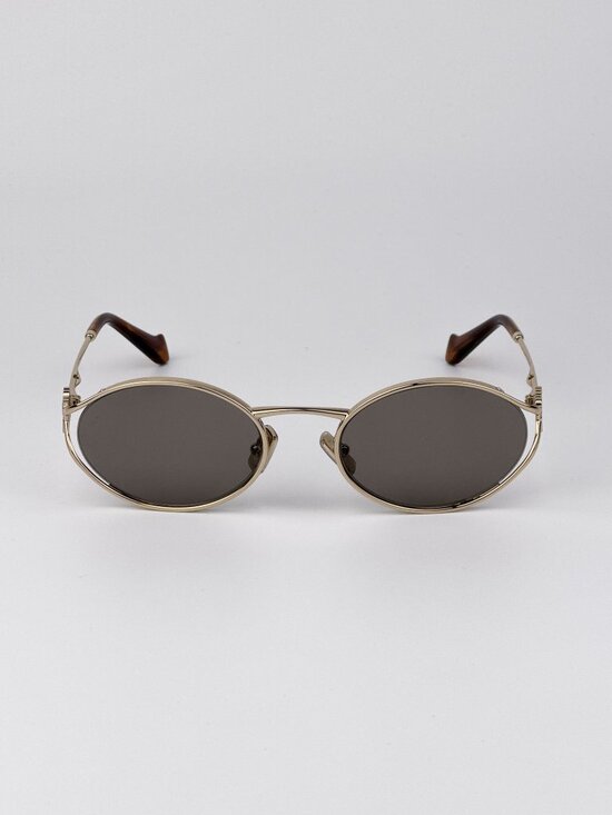Miu Miu Women’s LOGO Sunglasses Pale Gold Dark Grey Oval MU52YS ZVN80Q NEW main image 5